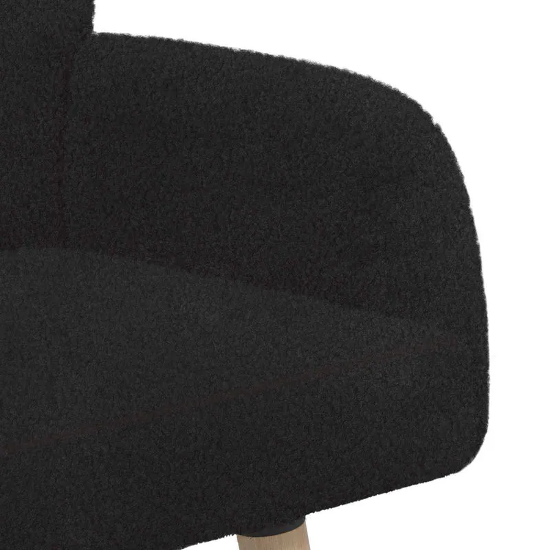 2 Seater Sofa with Solid Wood Legs Black Bouclé