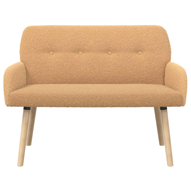 2 Seater Sofa with Solid Wood Legs Beige Bouclé