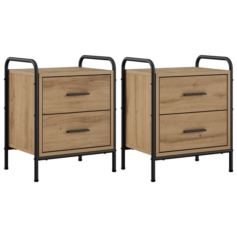 Bedside Cabinet 2 pcs Artisan Oak 40 x 30 x 50 cm