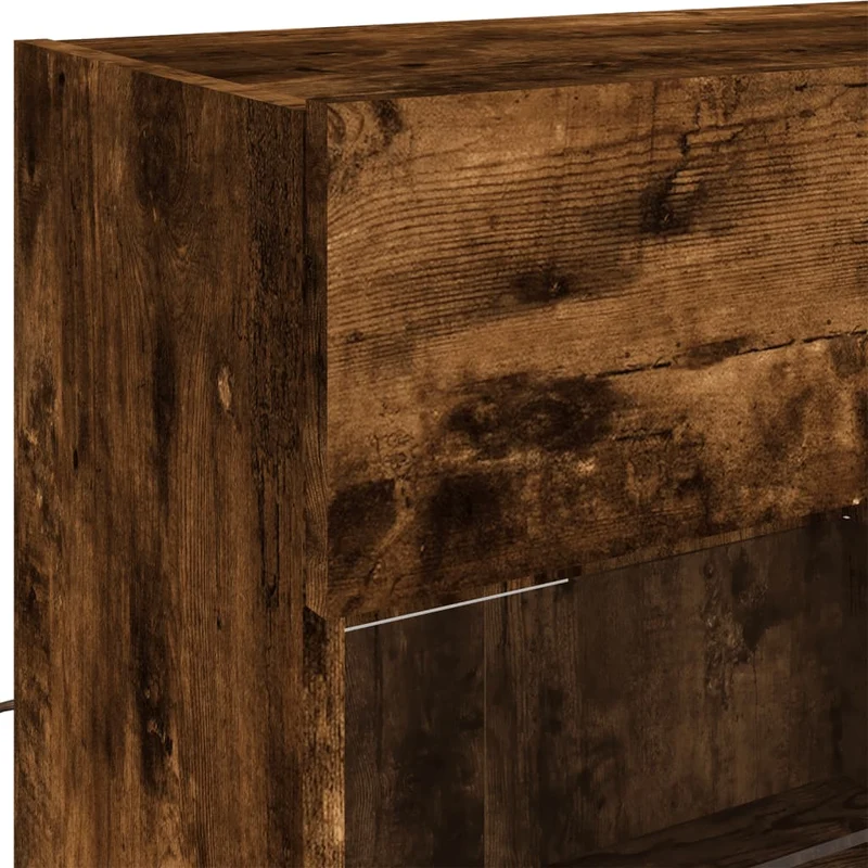 6 Piece TV Wall Cabinet Set with LED Lights Smoked Oak