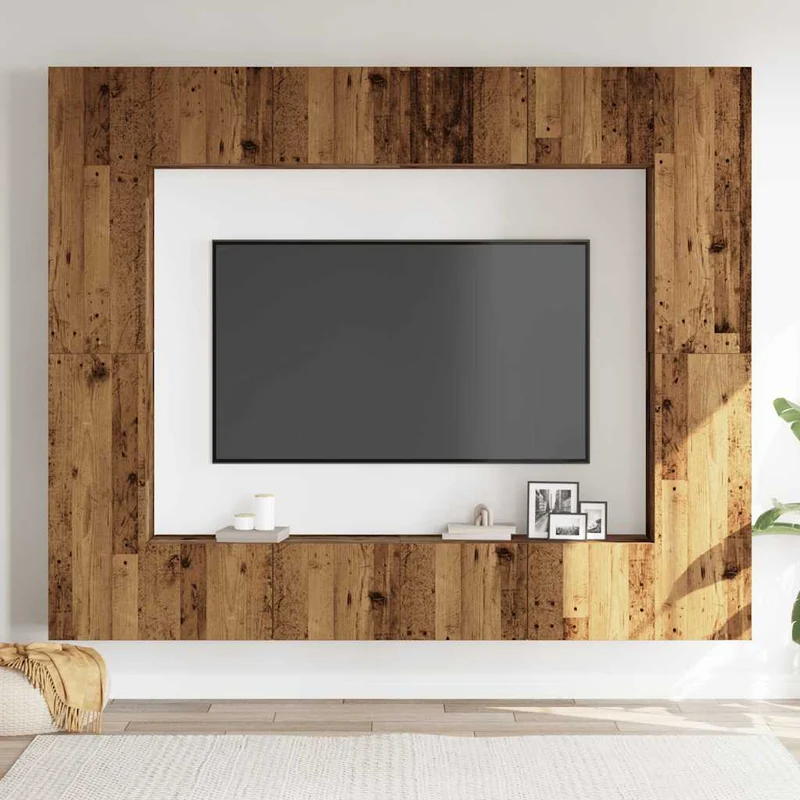 8 Piece Wall-mounted TV Cabinet Set Old Wood Engineered Wood
