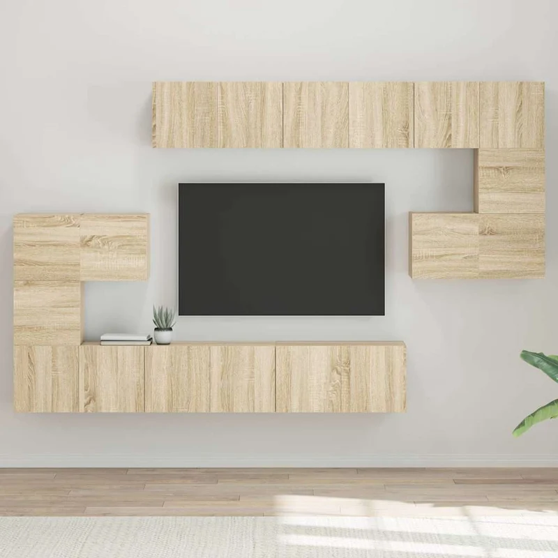 10 Piece TV Cabinet Set Sonoma Oak Engineered Wood