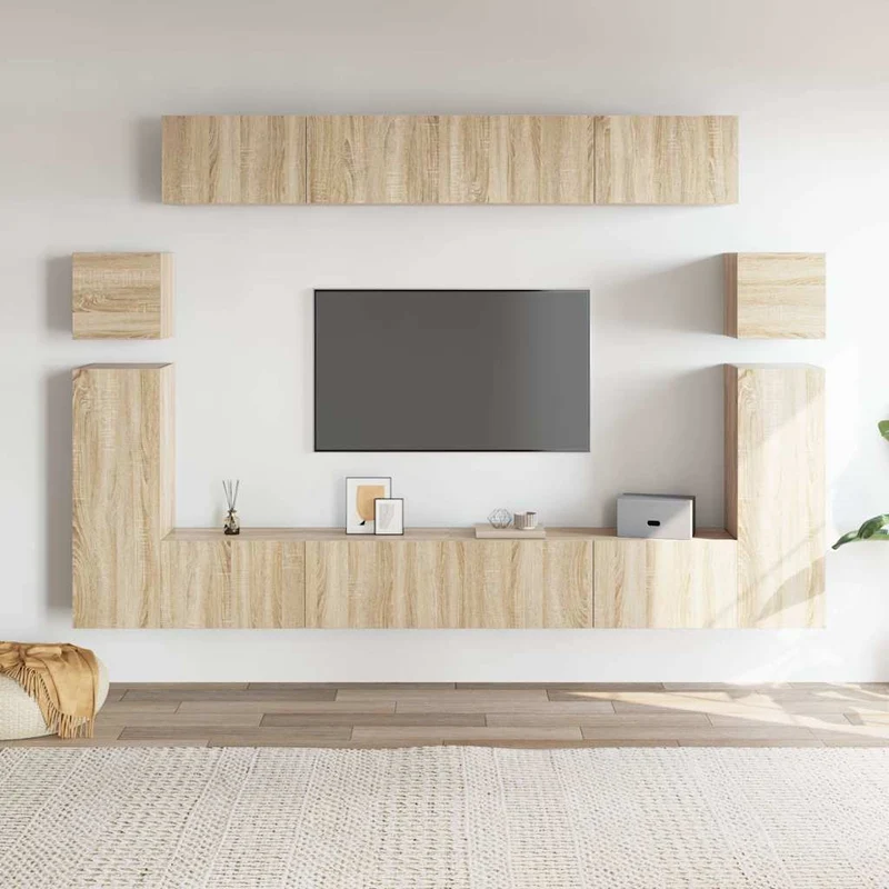 8 Piece TV Cabinet Set Sonoma Oak Engineered Wood