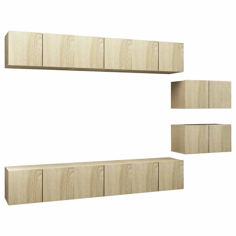 8 Piece Wall-mounted TV Cabinet Set Sonoma Oak Engineered Wood