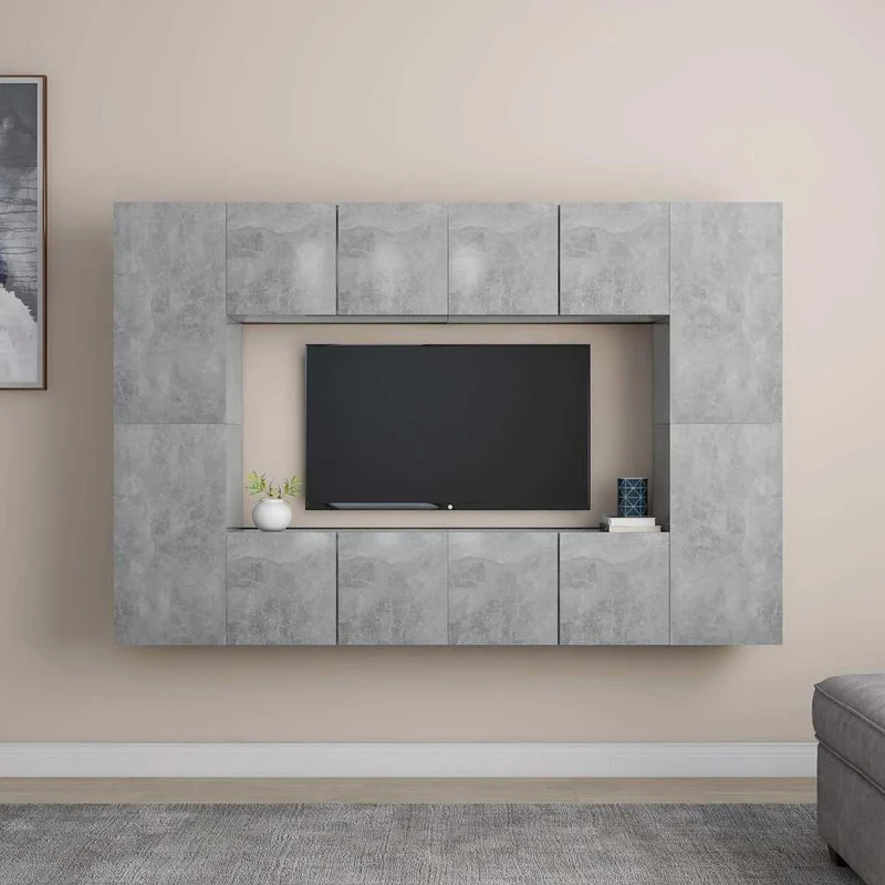 8 Piece TV Cabinet Set Concrete Grey Engineered Wood