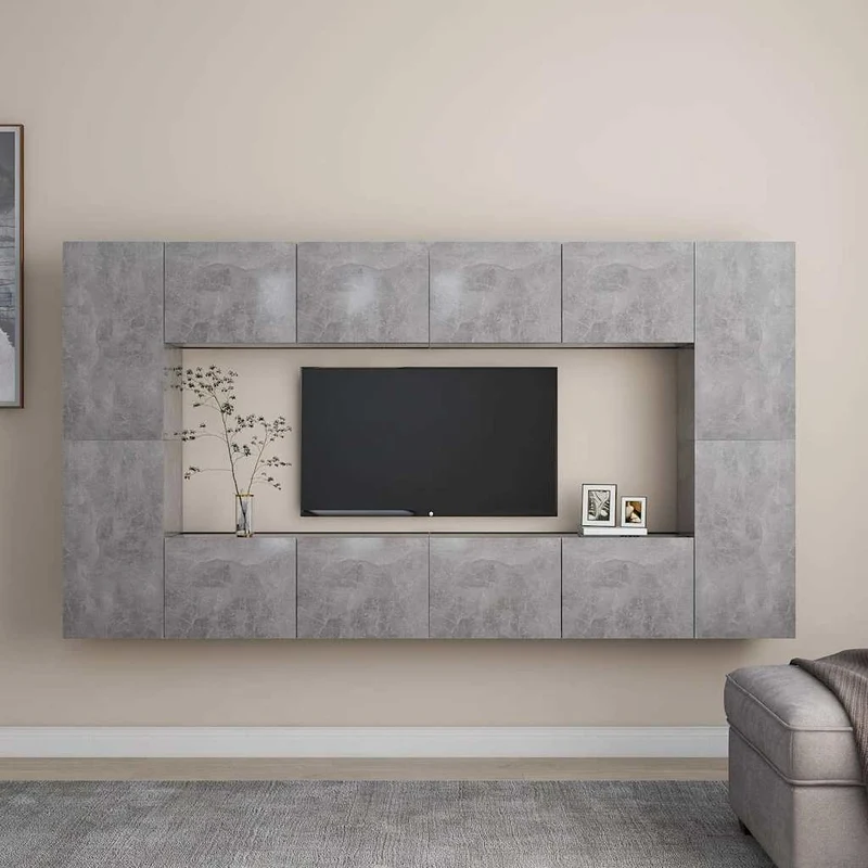8 Piece TV Cabinet Set Concrete Grey Engineered Wood