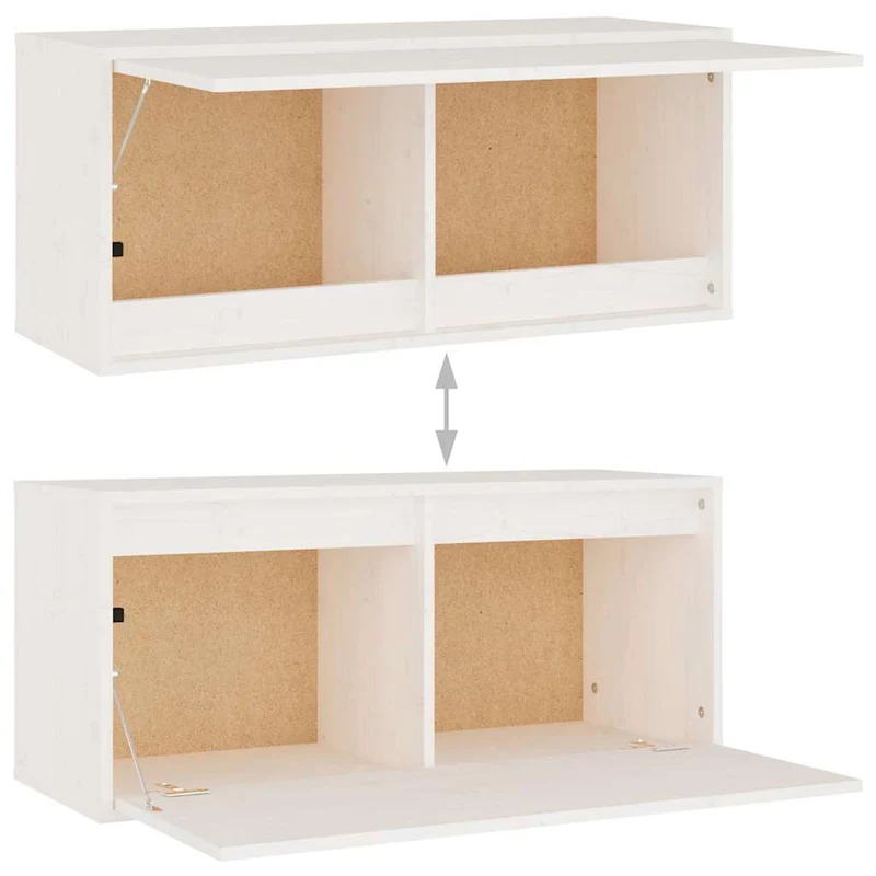 8 Piece Wall-mounted TV Cabinet Set White Solid Wood Pine