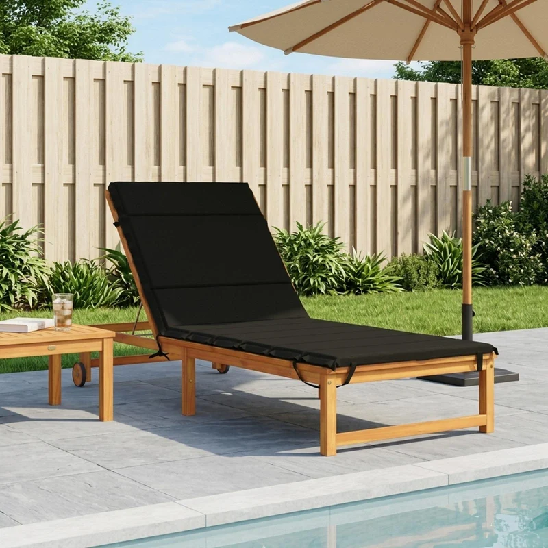 Sunlounger Cushion GEMERT 100% Polyester Black 200 x 70 x 3 cm