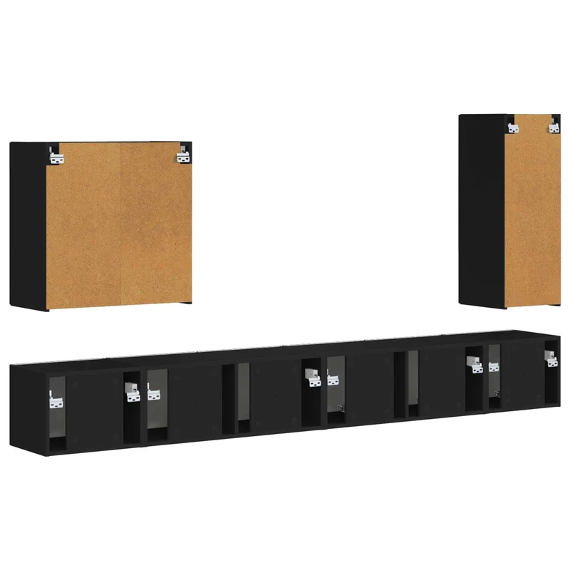 TV Wall Cabinet Set 6 pcs Black