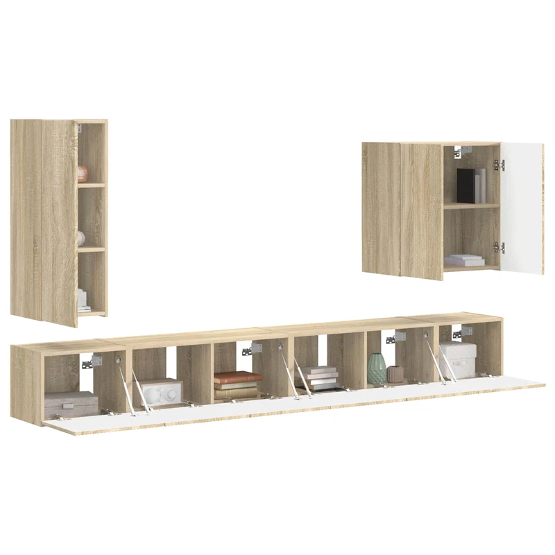 TV Wall Cabinet Set 6 pcs Sonoma Oak