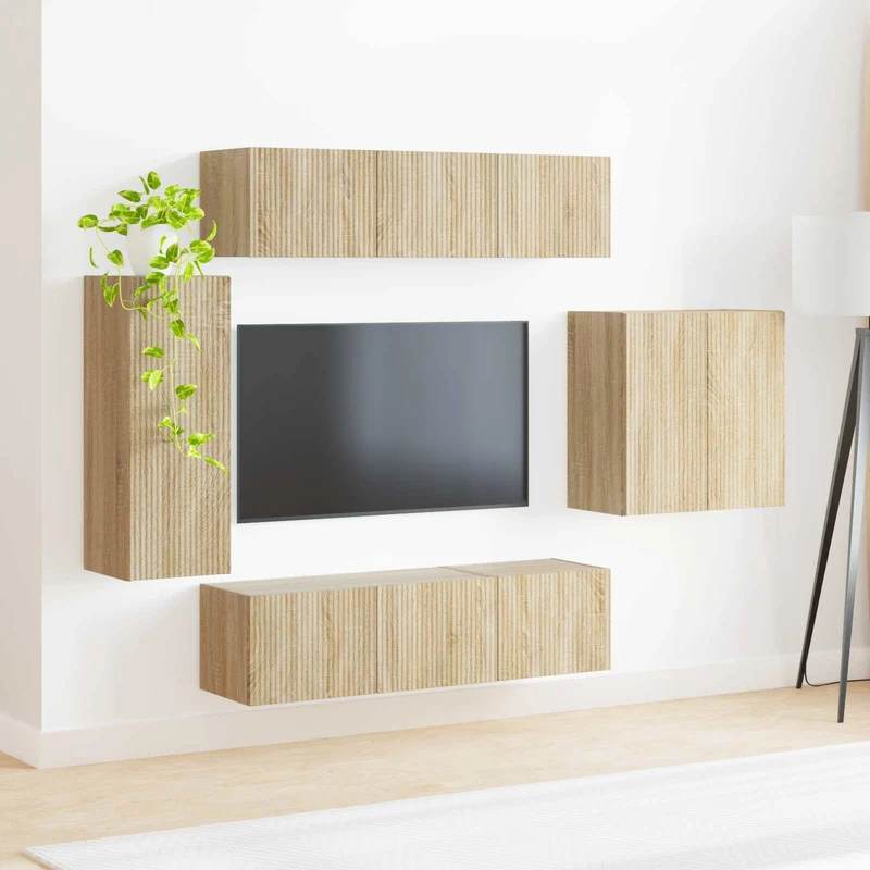 TV Wall Cabinet Set 6 pcs Sonoma Oak