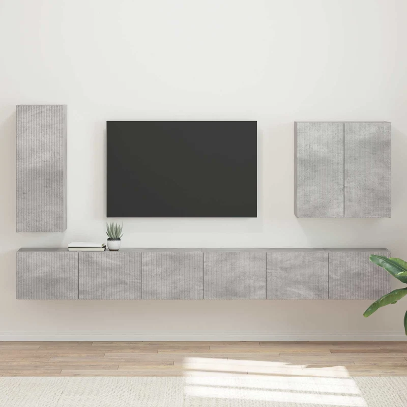 TV Wall Cabinet Set 6 pcs Concrete Grey