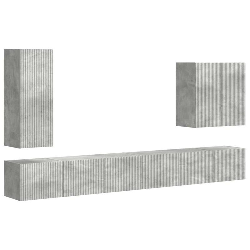 TV Wall Cabinet Set 6 pcs Concrete Grey