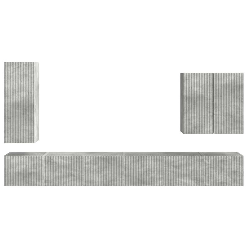 TV Wall Cabinet Set 6 pcs Concrete Grey