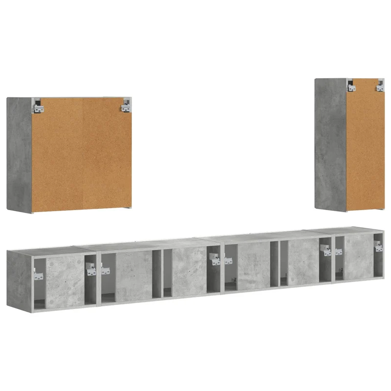 TV Wall Cabinet Set 6 pcs Concrete Grey