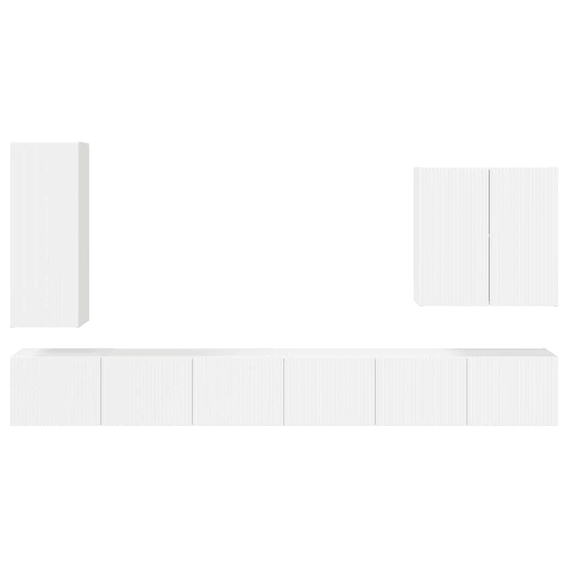 TV Wall Cabinet Set 6 pcs High Gloss White