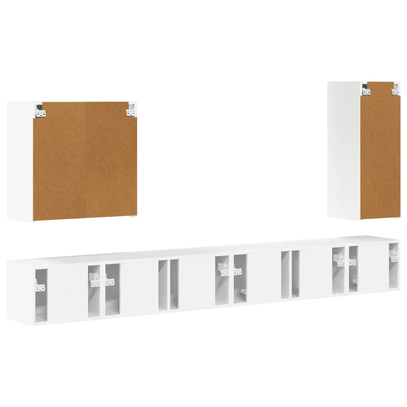 TV Wall Cabinet Set 6 pcs High Gloss White