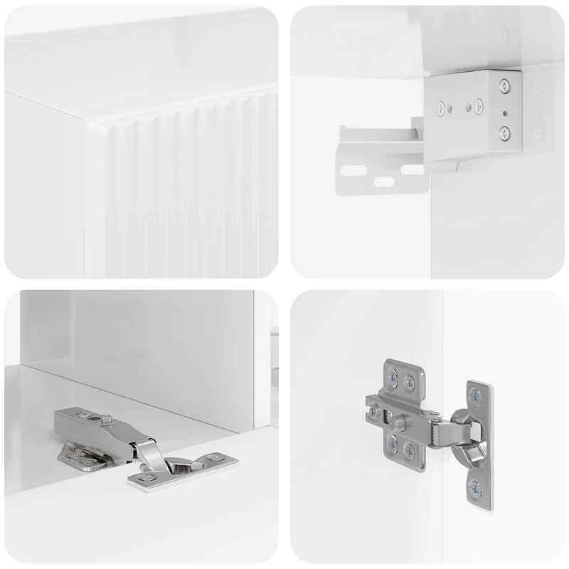 TV Wall Cabinet Set 6 pcs High Gloss White