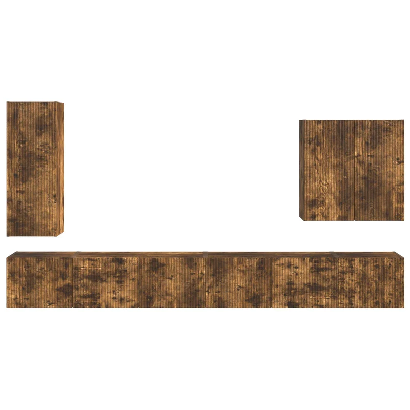TV Wall Cabinet Set 6 pcs Smoked Oak