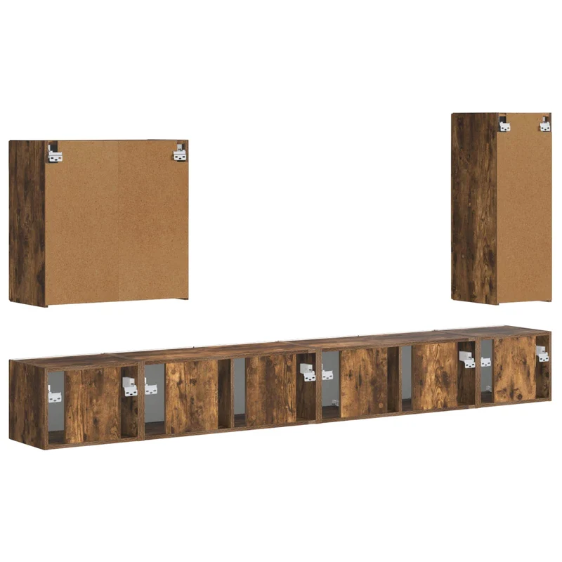 TV Wall Cabinet Set 6 pcs Smoked Oak