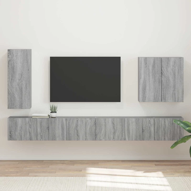 TV Wall Cabinet Set 6 pcs Grey Sonoma