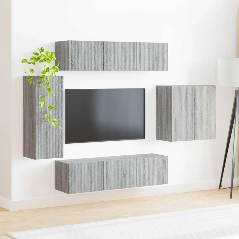 TV Wall Cabinet Set 6 pcs Grey Sonoma