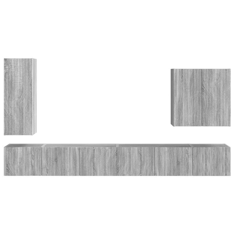 TV Wall Cabinet Set 6 pcs Grey Sonoma