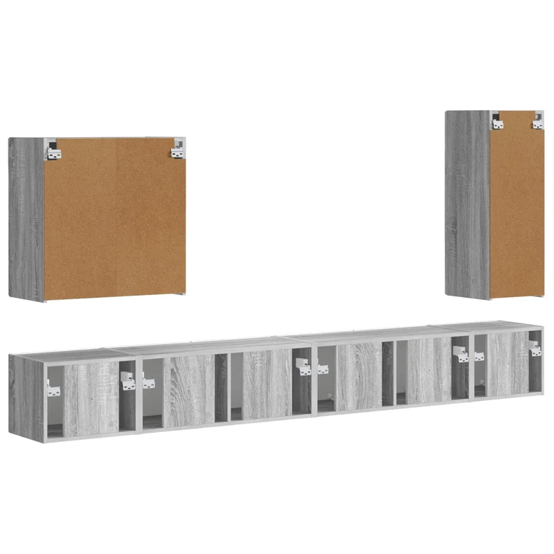 TV Wall Cabinet Set 6 pcs Grey Sonoma