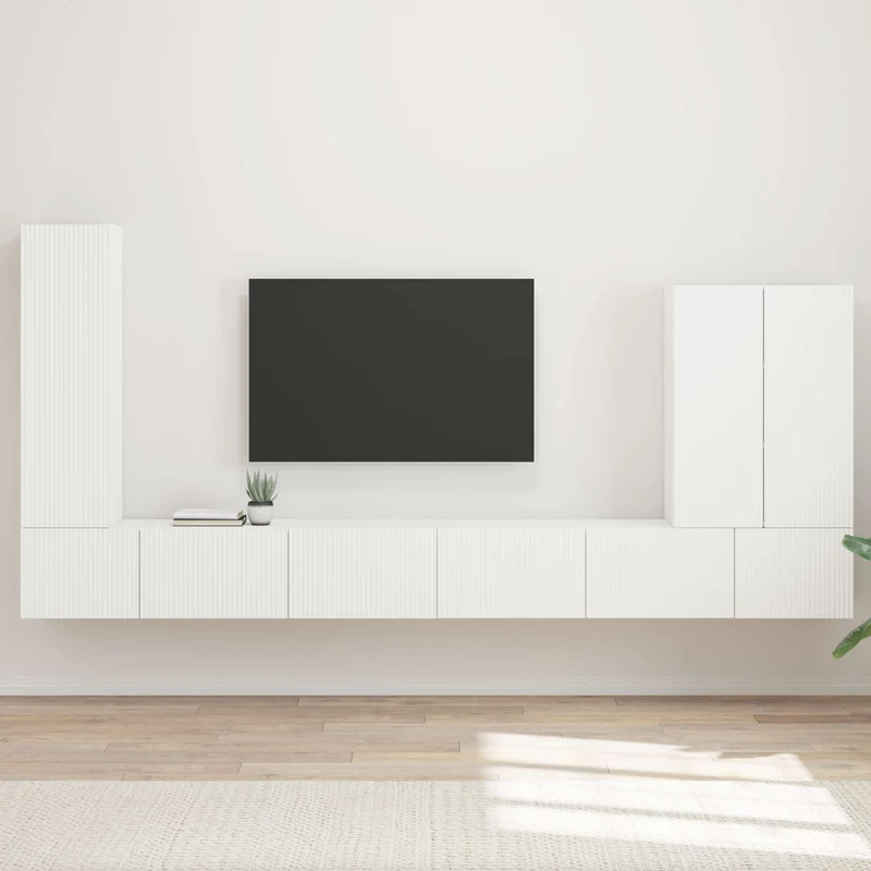 TV Wall Cabinet Set 6 pcs White