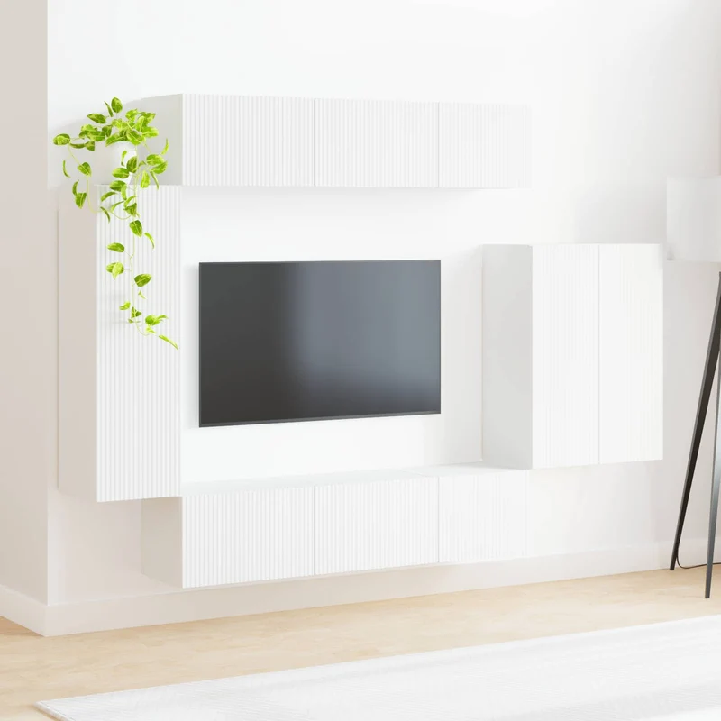 TV Wall Cabinet Set 6 pcs White