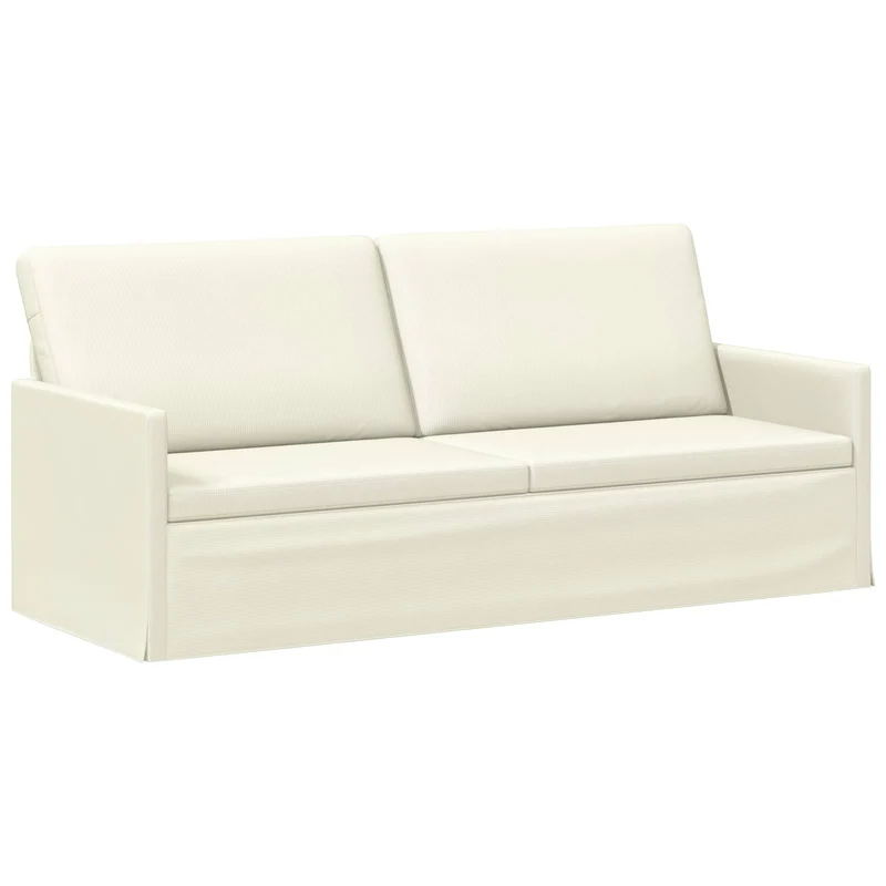 Sofa Set 2 pcs Cream Corduroy Fabric