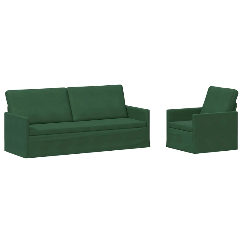 Sofa Set 2 pcs Jungle Green Corduroy Fabric
