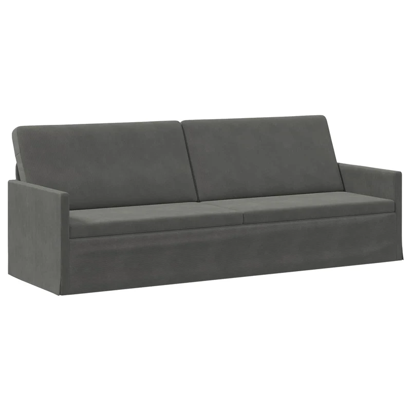 Sofa Set 2 pcs Dark Grey Corduroy Fabric