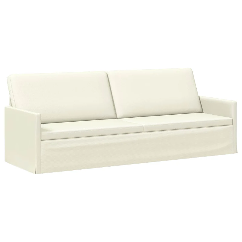 Sofa Set 2 pcs Cream Corduroy Fabric