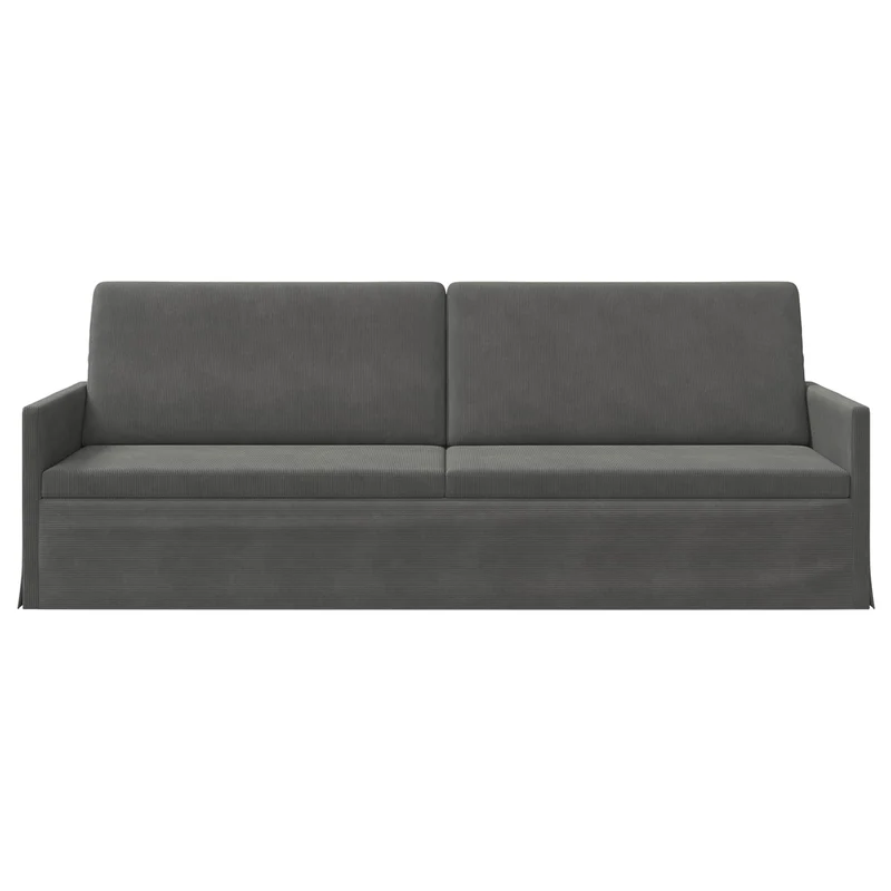 3 Seater Sofa Dark Grey 220 x 81 x 82 cm Corduroy Fabric
