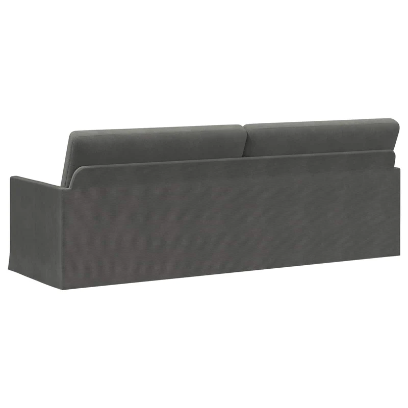 3 Seater Sofa Dark Grey 220 x 81 x 82 cm Corduroy Fabric