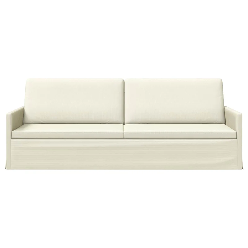 3 Seater Sofa Cream 220 x 81 x 82 cm Corduroy Fabric
