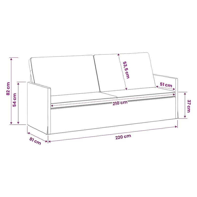 3 Seater Sofa Blue 220 x 81 x 82 cm Corduroy Fabric