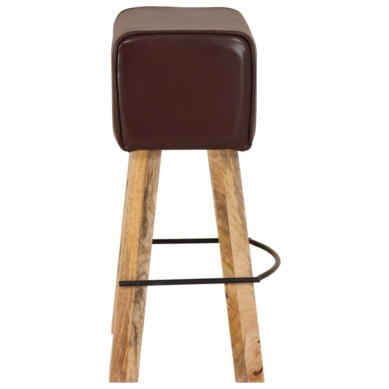 Bar Stool 2 pcs Dark Brown 44 x 33 x 74 cm Real Leather
