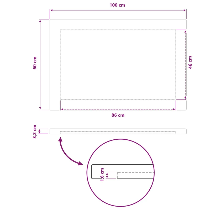 Rectangular Table Top 100 x 60 x 3.2 cm Rectangular