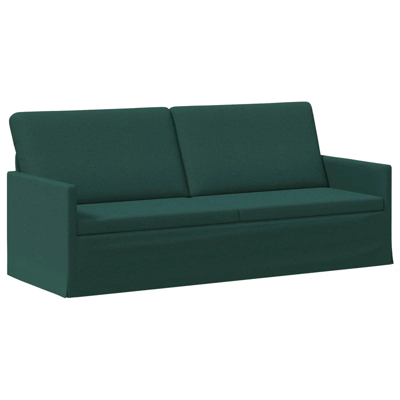Sofa Set 2 pcs Dark Green Fabric