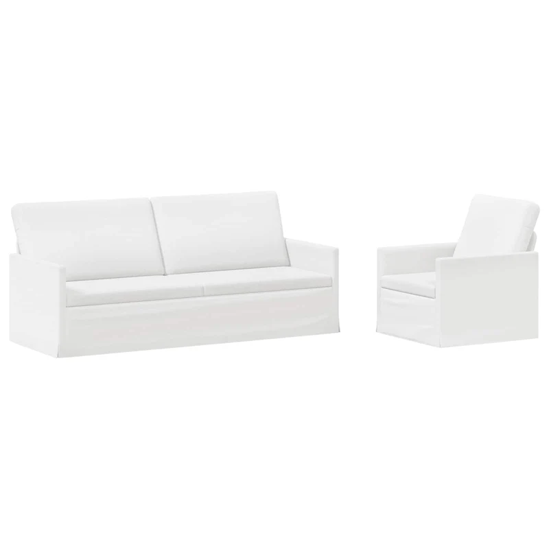 Sofa Set 2 pcs White Fabric