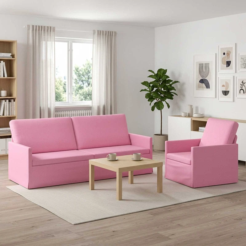 Sofa Set 2 pcs Pink Fabric