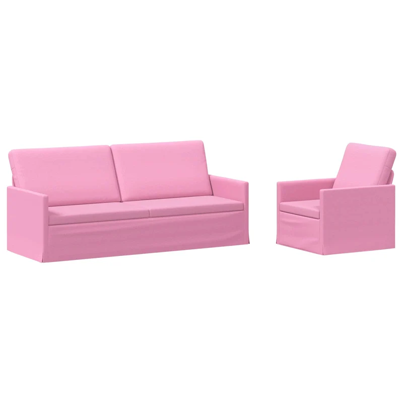 Sofa Set 2 pcs Pink Fabric