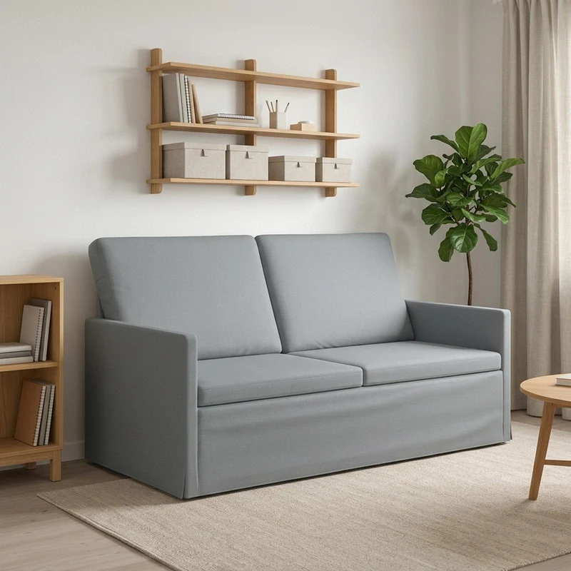 2 Seater Sofa Light Grey 150 x 81 x 82 cm Fabric