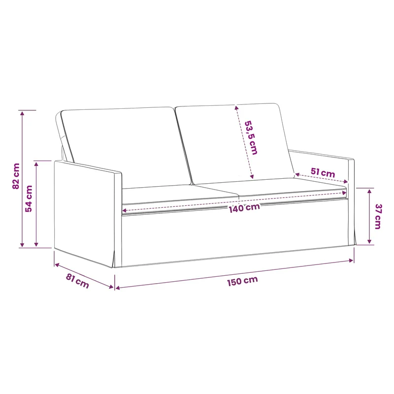2 Seater Sofa Taupe 150 x 81 x 82 cm Fabric