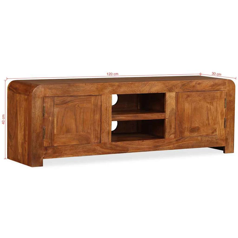 TV Cabinet Solid Wood with Honey Finish 120x30x40 cm