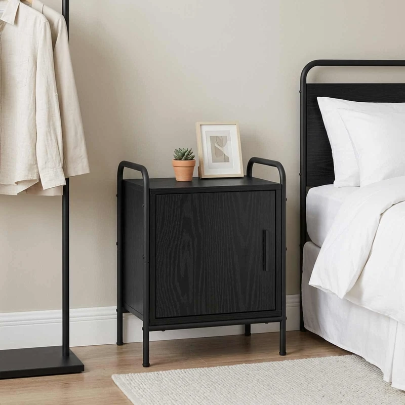 Bedside Cabinet Black Oak 40 x 30 x 50 cm Engineered Wood