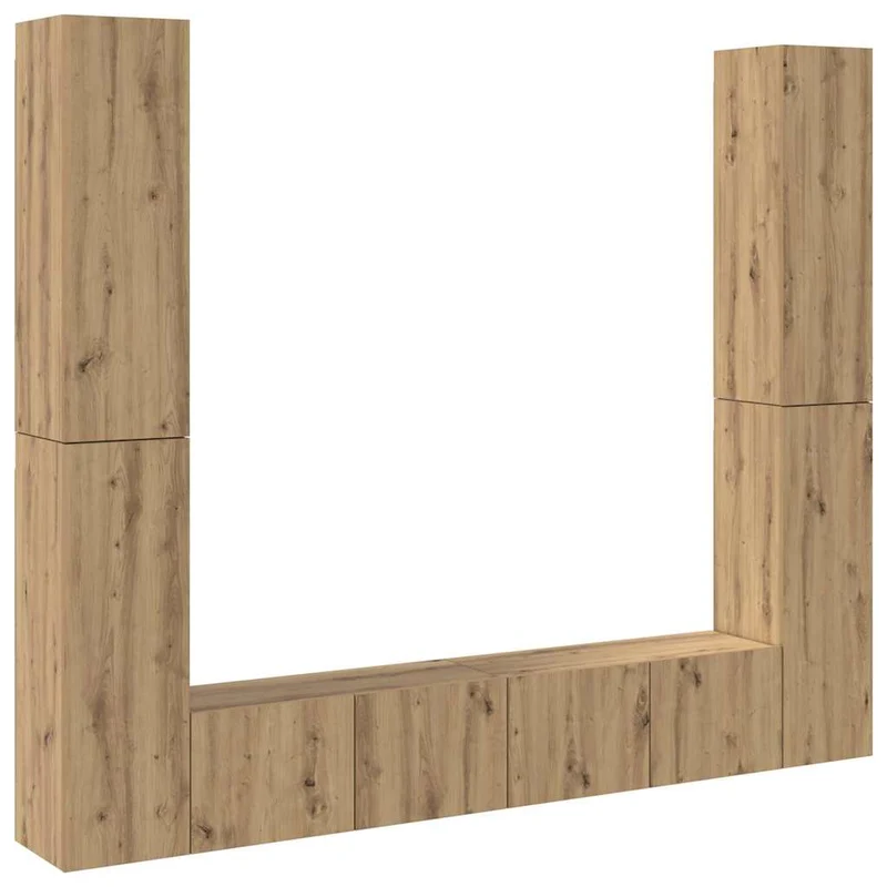 6 Piece Wall-mounted TV Cabinet Set Artisan Oak Engineered Wood