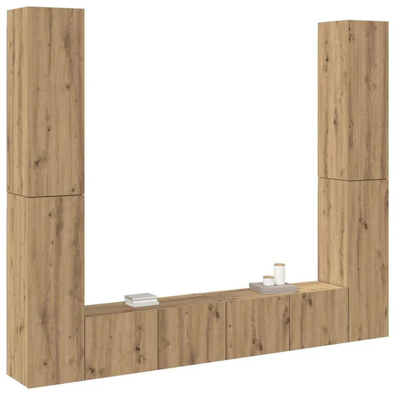 6 Piece Wall-mounted TV Cabinet Set Artisan Oak Engineered Wood
